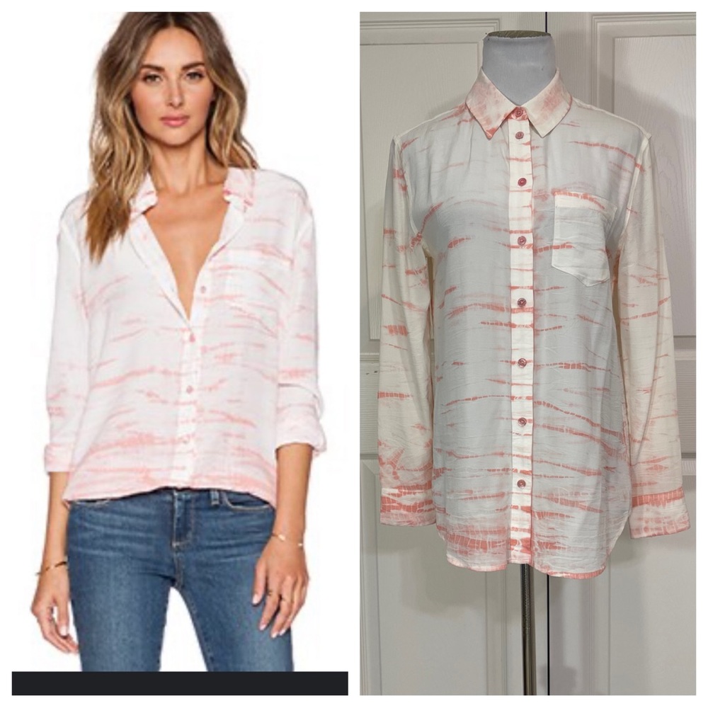 Silk! Equipment Reese Linear Tie Dye Blouse in Desert Rose